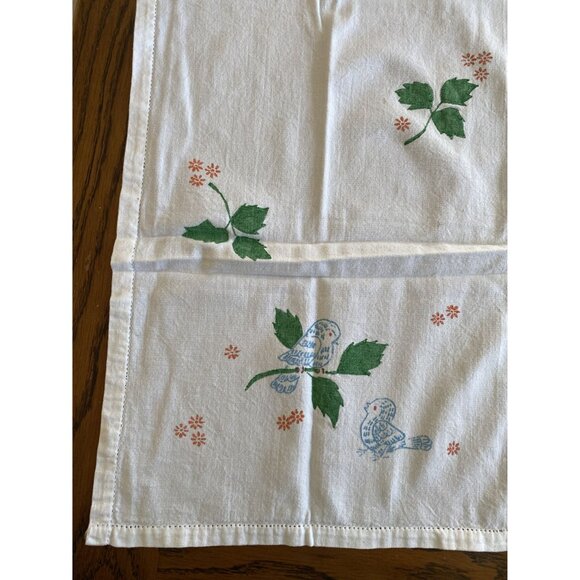 Vintage Hand painted Table Runner With Cinderella Blue Bird & Leaf Design - Picture 3 of 6
